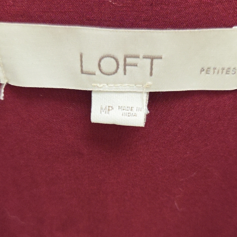 $5/$25-LOFT- Petite-Burgundy Long Sleeve Dress-EUC - Picture 2 of 6